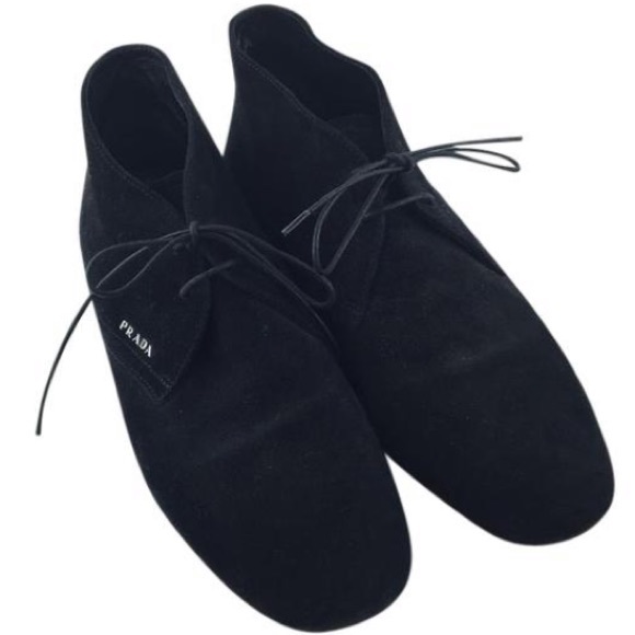 Prada Shoes - Prada Authentic Suede Black Lace Up Flat Booties